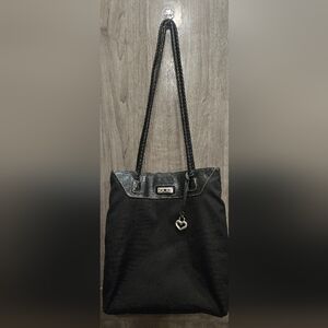 Brighton Black Tote Bag with Silver Charm